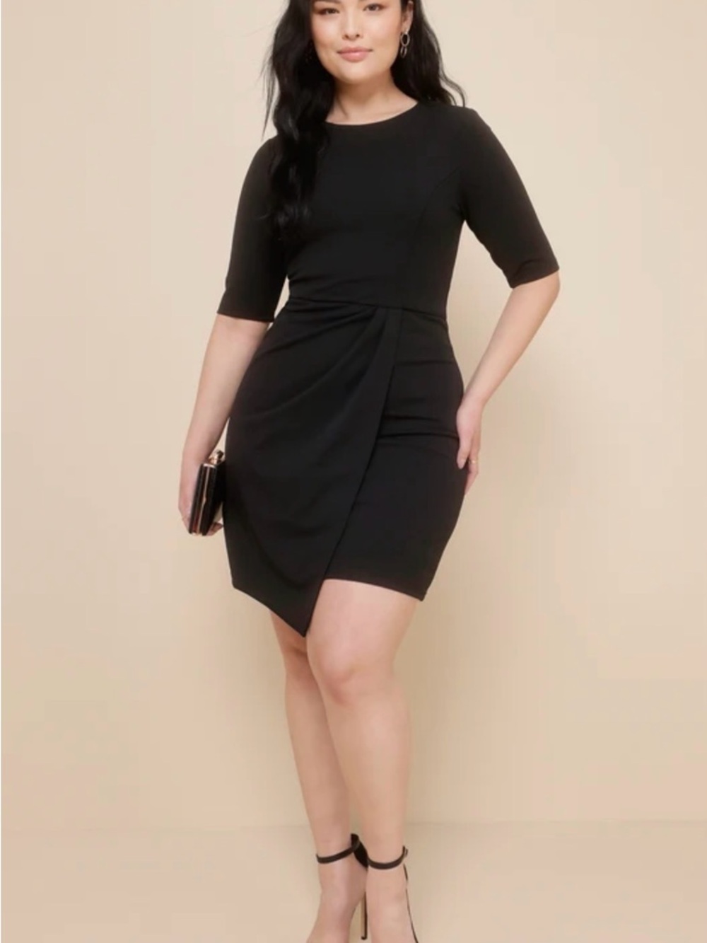 Lulus Westwood Black Half Sleeve Sheath Draped Dress - Women